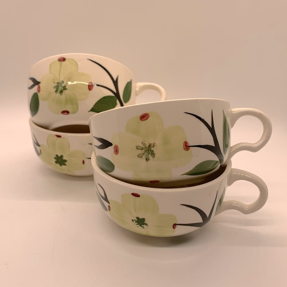 Set of 4 Vintage Blue Ridge Pottery Dogwood Joni Dixie Cups